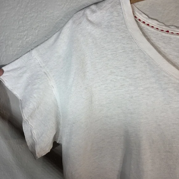 Pilcro Oversized Linen Lightweight Cap Muscle Tee Causal Sz L White Assimetrical - Picture 5 of 15